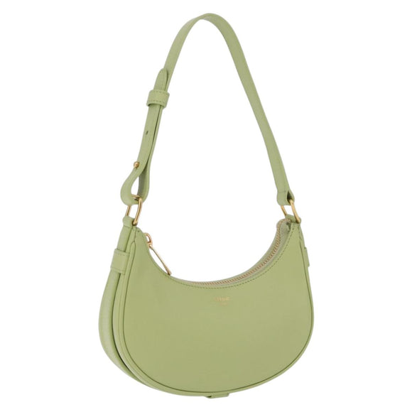 CELINE Hand Pouch Mini Ava Hand Bag Leather Green Gold Auth 200058M
