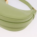 CELINE Hand Pouch Mini Ava Hand Bag Leather Green Gold Auth 200058M-14