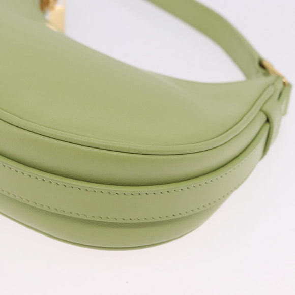 CELINE Hand Pouch Mini Ava Hand Bag Leather Green Gold Auth 200058M