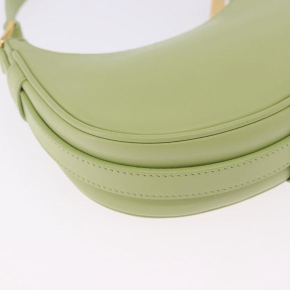CELINE Hand Pouch Mini Ava Hand Bag Leather Green Gold Auth 200058M