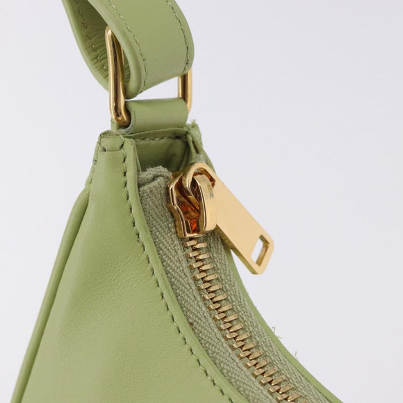 CELINE Hand Pouch Mini Ava Hand Bag Leather Green Gold Auth 200058M