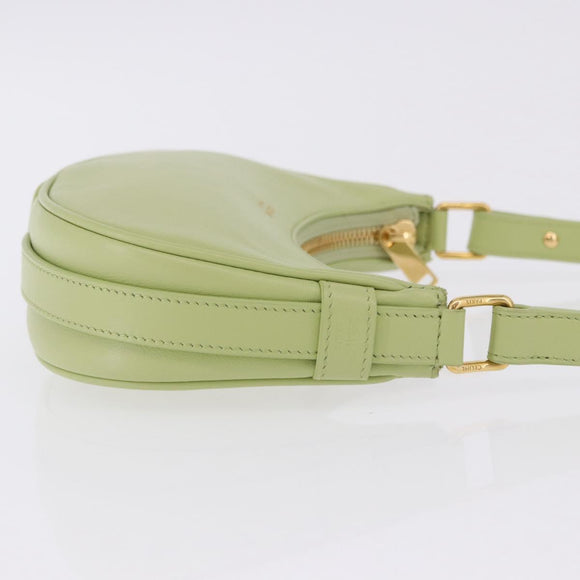 CELINE Hand Pouch Mini Ava Hand Bag Leather Green Gold Auth 200058M