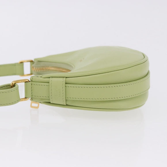 CELINE Hand Pouch Mini Ava Hand Bag Leather Green Gold Auth 200058M