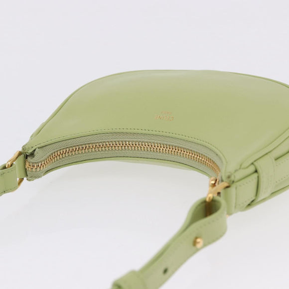 CELINE Hand Pouch Mini Ava Hand Bag Leather Green Gold Auth 200058M