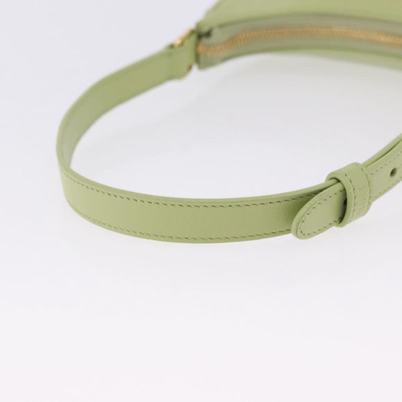 CELINE Hand Pouch Mini Ava Hand Bag Leather Green Gold Auth 200058M