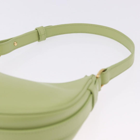 CELINE Hand Pouch Mini Ava Hand Bag Leather Green Gold Auth 200058M