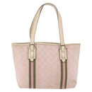 GUCCI GG Canvas Sherry Line Tote Bag Pink Gold 137396 Auth 200059-2