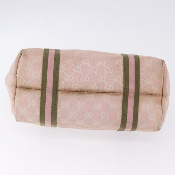 GUCCI GG Canvas Sherry Line Tote Bag Pink Gold 137396 Auth 200059
