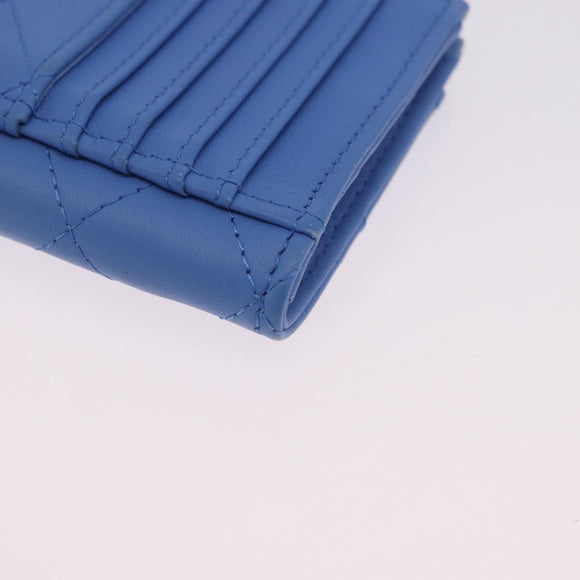CHANEL Matelasse Fragment Case Wallet Lamb Skin Light Blue CC Auth 200060V