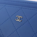 CHANEL Matelasse Fragment Case Wallet Lamb Skin Light Blue CC Auth 200060V-17