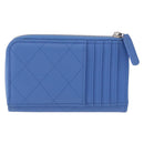 CHANEL Matelasse Fragment Case Wallet Lamb Skin Light Blue CC Auth 200060V-2