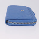 CHANEL Matelasse Fragment Case Wallet Lamb Skin Light Blue CC Auth 200060V-3