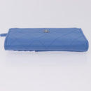 CHANEL Matelasse Fragment Case Wallet Lamb Skin Light Blue CC Auth 200060V-6