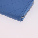 CHANEL Matelasse Fragment Case Wallet Lamb Skin Light Blue CC Auth 200060V-14