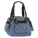 Salvatore Ferragamo Gancini Tote Bag Canvas Navy Gold Auth 200061A-1