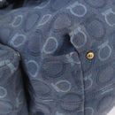 Salvatore Ferragamo Gancini Tote Bag Canvas Navy Gold Auth 200061A-10