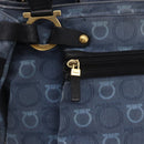 Salvatore Ferragamo Gancini Tote Bag Canvas Navy Gold Auth 200061A-14