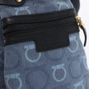 Salvatore Ferragamo Gancini Tote Bag Canvas Navy Gold Auth 200061A-15