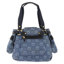 Salvatore Ferragamo Gancini Tote Bag Canvas Navy Gold Auth 200061A-2