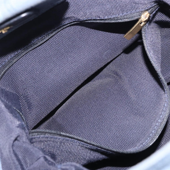 Salvatore Ferragamo Gancini Tote Bag Canvas Navy Gold Auth 200061A
