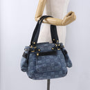 Salvatore Ferragamo Gancini Tote Bag Canvas Navy Gold Auth 200061A-23