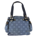 Salvatore Ferragamo Gancini Tote Bag Canvas Navy Gold Auth 200061A-3