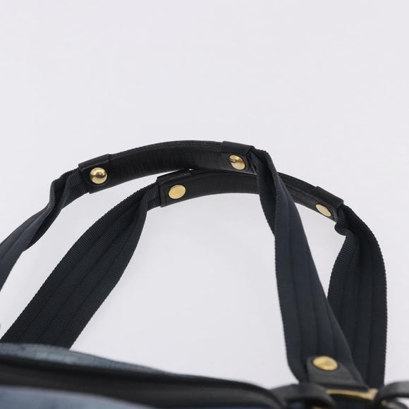 Salvatore Ferragamo Gancini Tote Bag Canvas Navy Gold Auth 200061A