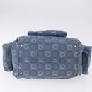 Salvatore Ferragamo Gancini Tote Bag Canvas Navy Gold Auth 200061A-9