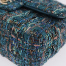 CHANEL Mini Matelasse 20 Chain Shoulder Bag tweed Green Gold CC Auth 200062SM-15