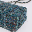 CHANEL Mini Matelasse 20 Chain Shoulder Bag tweed Green Gold CC Auth 200062SM-17