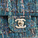 CHANEL Mini Matelasse 20 Chain Shoulder Bag tweed Green Gold CC Auth 200062SM-18