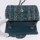 CHANEL Mini Matelasse 20 Chain Shoulder Bag tweed Green Gold CC Auth 200062SM-19