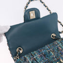 CHANEL Mini Matelasse 20 Chain Shoulder Bag tweed Green Gold CC Auth 200062SM-20