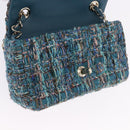 CHANEL Mini Matelasse 20 Chain Shoulder Bag tweed Green Gold CC Auth 200062SM-21