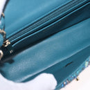 CHANEL Mini Matelasse 20 Chain Shoulder Bag tweed Green Gold CC Auth 200062SM-9
