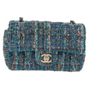 CHANEL Mini Matelasse 20 Chain Shoulder Bag tweed Green Gold CC Auth 200062SM-13