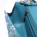 CHANEL Mini Matelasse 20 Chain Shoulder Bag tweed Green Gold CC Auth 200062SM-24