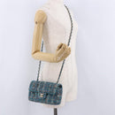 CHANEL Mini Matelasse 20 Chain Shoulder Bag tweed Green Gold CC Auth 200062SM-28