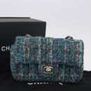 CHANEL Mini Matelasse 20 Chain Shoulder Bag tweed Green Gold CC Auth 200062SM-12