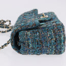 CHANEL Mini Matelasse 20 Chain Shoulder Bag tweed Green Gold CC Auth 200062SM-4