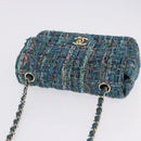 CHANEL Mini Matelasse 20 Chain Shoulder Bag tweed Green Gold CC Auth 200062SM-6