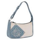 LOEWE Shoulder Bag Canvas Silver Beige Auth 200063A-1