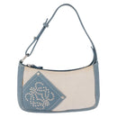 LOEWE Shoulder Bag Canvas Silver Beige Auth 200063A-13