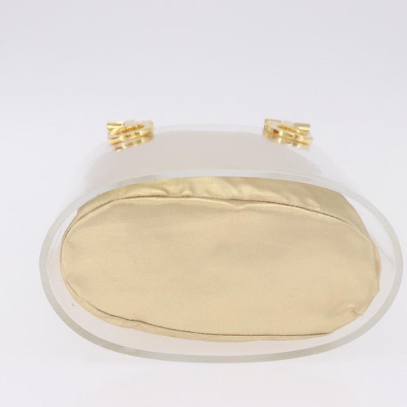 Salvatore Ferragamo Gancini Hand Bag plastic Clear Gold Auth 200065V