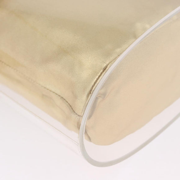 Salvatore Ferragamo Gancini Hand Bag plastic Clear Gold Auth 200065V