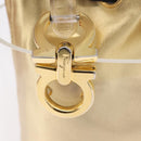 Salvatore Ferragamo Gancini Hand Bag plastic Clear Gold Auth 200065V-16