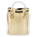 Salvatore Ferragamo Gancini Hand Bag plastic Clear Gold Auth 200065V-2