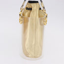 Salvatore Ferragamo Gancini Hand Bag plastic Clear Gold Auth 200065V-4