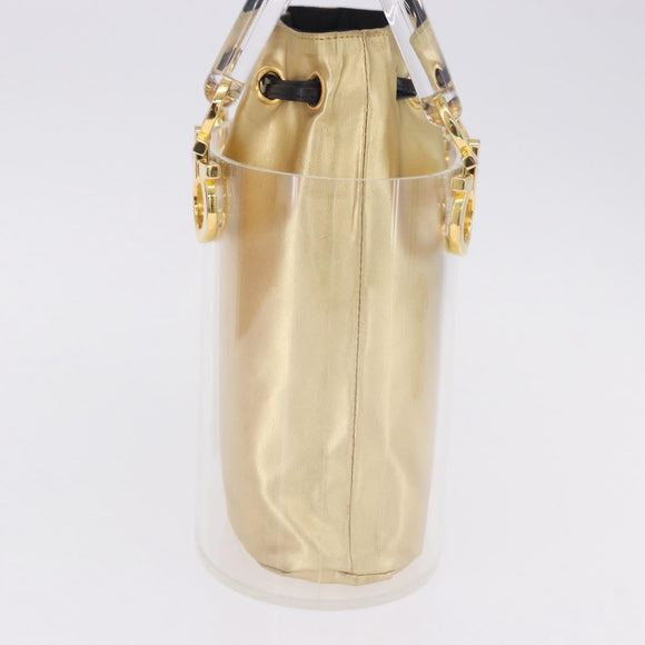 Salvatore Ferragamo Gancini Hand Bag plastic Clear Gold Auth 200065V