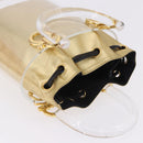 Salvatore Ferragamo Gancini Hand Bag plastic Clear Gold Auth 200065V-6